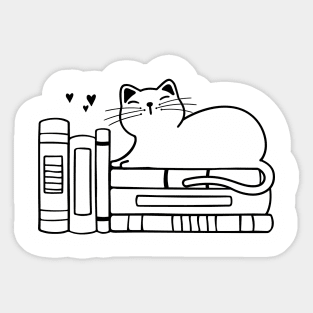 cat on books Sticker